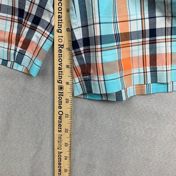 FootJoy Mens Shorts 34 Blue Orange Plaid Chino Golf 10" Inseam Nylon Polyester - Picture 6 of 10